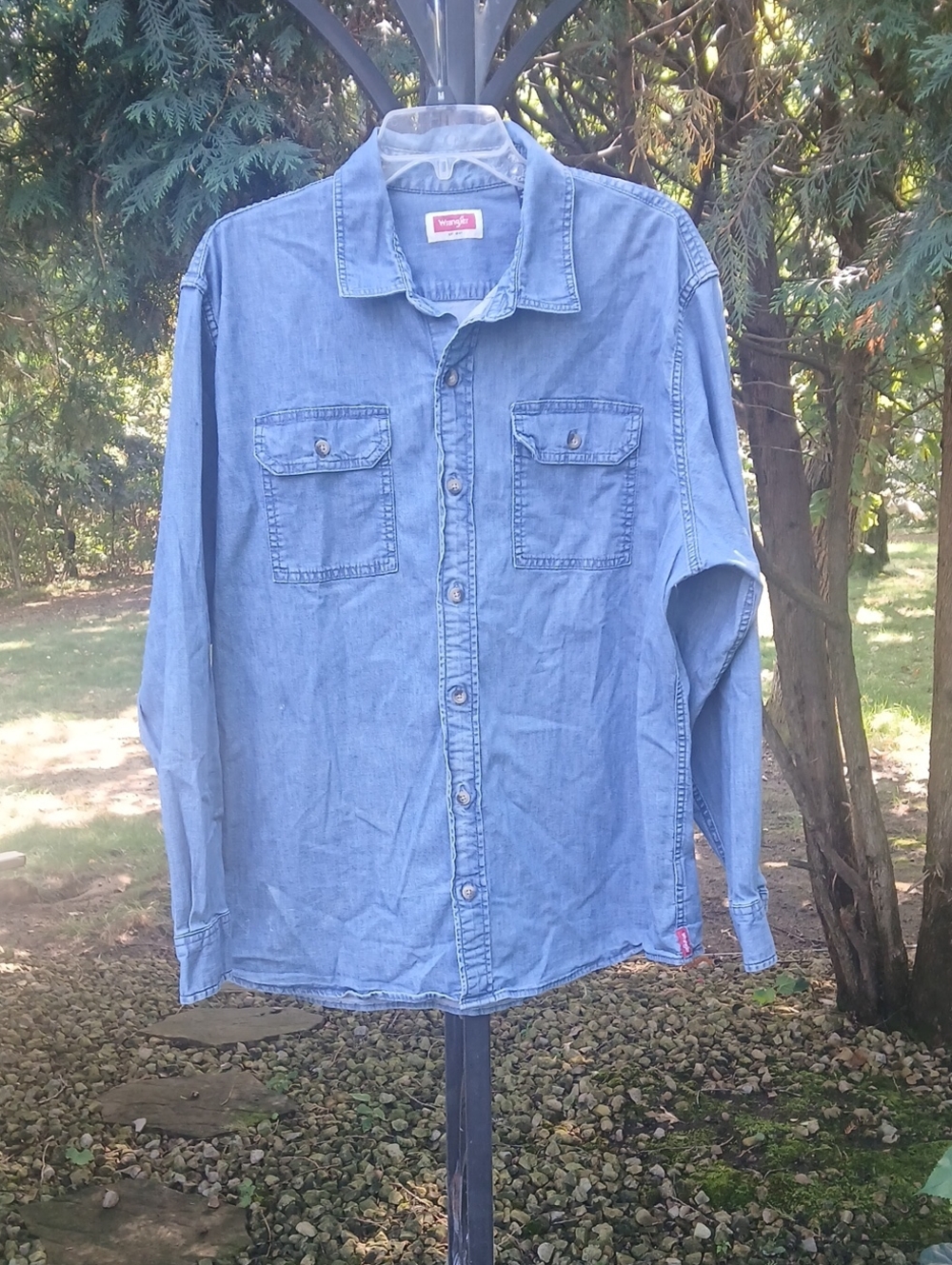 Wrangler Men's Long-Sleeve Denim Shirt, Sz XL Vintage